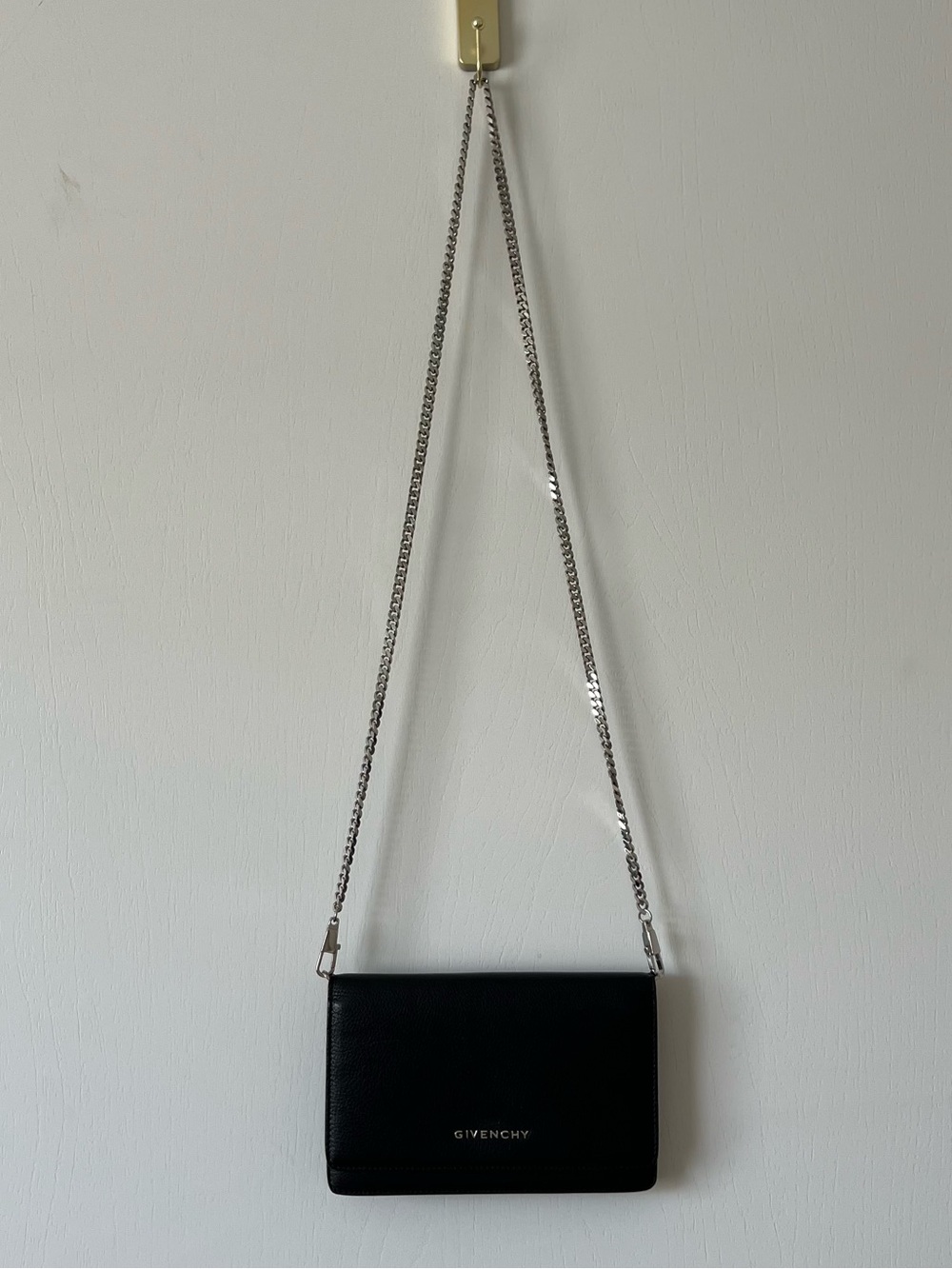 Givenchy Black Leather Pandora Wallet on Chain